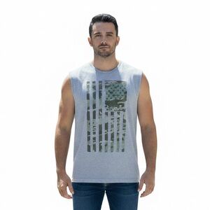 Men’s Gray Camo American Flag Tank Top